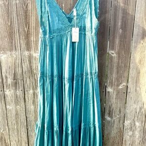 Love Teal Lace Detail Dress